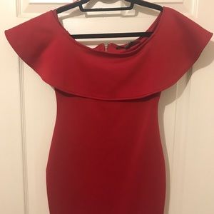Guess red off shoulder mini with silver zipper